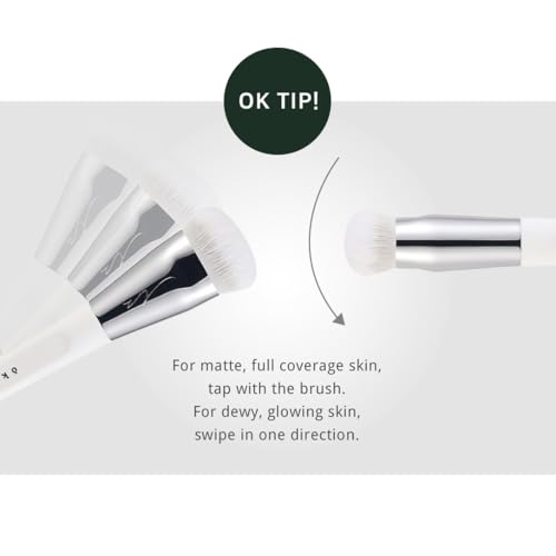 [SOO ADOR] okhee WHITE JADE Foundation Brush PIV01 - Flawless and Smooth Foundation Application for Radiant Skin | Designed by K-Pop Makeup Expert Seo Ok | Makeup Brush Base Brush