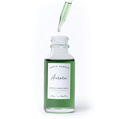 Earth Harbor | AURORA Superfood Luminance Ampoule | 100% Botanical Skin Treatment | Calm and Illuminate | Seaweed & Cannabis Sativa |1 fl oz