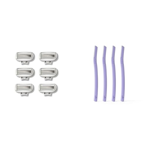 FLAMINGO Women's 5-Blade Razor Refills (6ct) & Facial Razors with Single Blade (4ct) Bundle