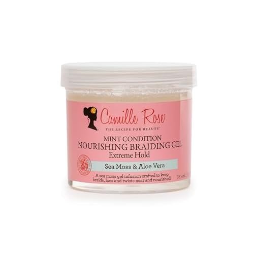 Camille Rose Braiding Gel, Mint Condition ? Sea Moss & Aloe Vera Braid Gel for Dry, Itchy Scalp, Flake & Frizz Control, 12 Oz