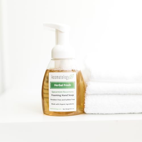 kosmatology Herbal Fresh (Spearmint-Rosemary) Organic Foaming Hand Soap | Moisturizing Hand Wash | Clean Ingredients, Infused with Essential Oils | 8.5 fl oz