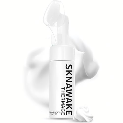 Amino Acid Face Wash with Brush,Foaming Facial Cleanser for Sensitive Skin,Oil-Free Pore Face Cleanser for Women & Men
