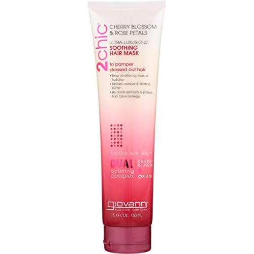 Giovanni 2chic Ultra Luxurious Soothing Hair Mask, Cherry Blossom & Rose Petals, 5.1 Oz