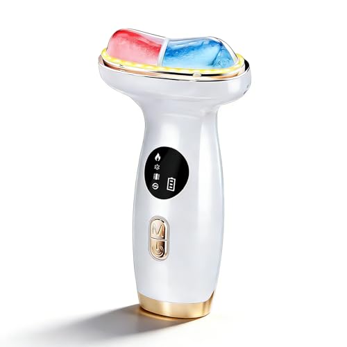 Cold Heat Facial Massager for Face & Neck, Wireless Face Massager Tool with Red Light Gua Sha, Face Sculpting Tool to Reduce Puffiness, Tighten Jowls, Lift & Glow, Gentle Daily Skincare Device