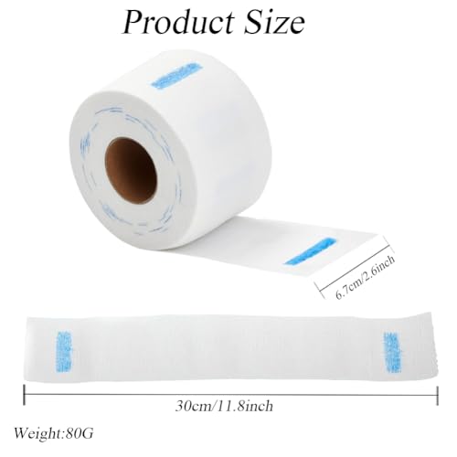 2 Rolls White Disposable Barber Paper Neck Strips Stretchy Paper Neck Band Barber Supplies Hairdressing Accessory Tool for Salon Haircut Styling