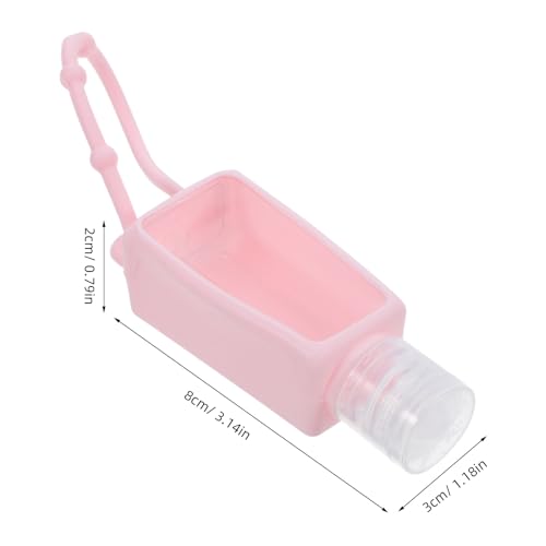 FRCOLOR Portable Set 5-Pack 1Oz Silicone Refillable Lotion Bottles with Leakproof Keychain Dispenser for Travel and Daily Use