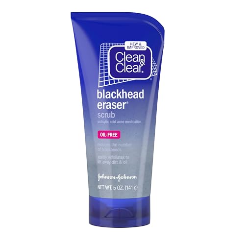 Clean & Clear Blackhead Eraser Facial Scrub with 2% Salicylic Acid, Acne-Prone Face Wash for Daily Exfoliation, Oil-Free Face Scrub to Remove Blackheads, Dirt, and Oil, 5 Fl. oz