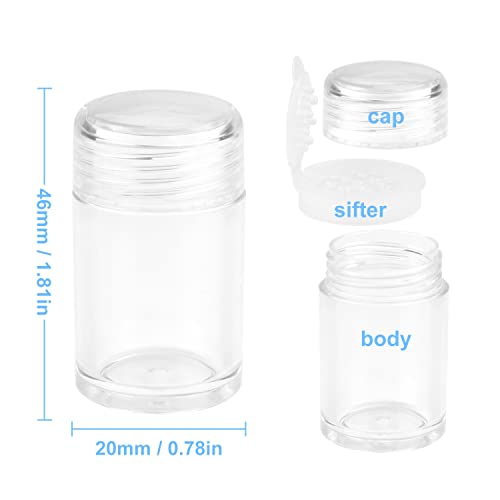 6 Pcs Plastic Loose Powder Jar 10g Clear Refillable Face Powder Case Cosmetic Sample Pots Bottles Eyeshow Powder Box Concealer Powder Sifter Container with 12 Holes (clear lid)