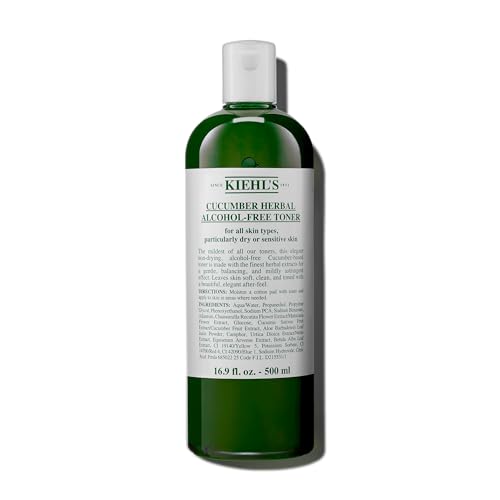 Kiehl's Cucumber Herbal Alcohol-Free Toner, Gentle Facial Toner for Dry & Sensitive Skin, Leaves Skin Feeling Fresh, with Cucumber Extract, Paraben-free, Non-drying Formula, Fragrance-free