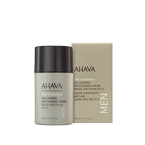 AHAVA Men's Age Control Moisturizing Cream, Broad Spectrum SPF15 - Fast-absorbing Silky Hydrating Lotion, Protects from Premature Aging Signs of UVA/B rays, Enriched with Exclusive Osmoter, 1.7 Fl.Oz