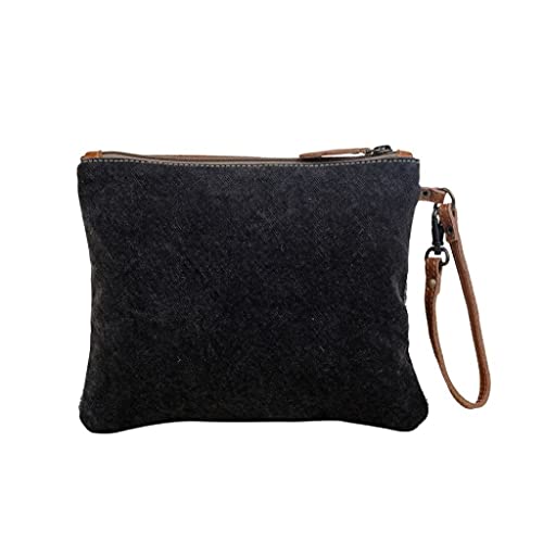 Myra Bag Hope Pouch - 9.5x8 Western Travel Makeup Bag, Organizer with Canvas and Leather Wrist Strap, Small Travel Toiletry Bag for Women, Compact Cosmetics Case, Cute Skincare Pouch, Boho Gift