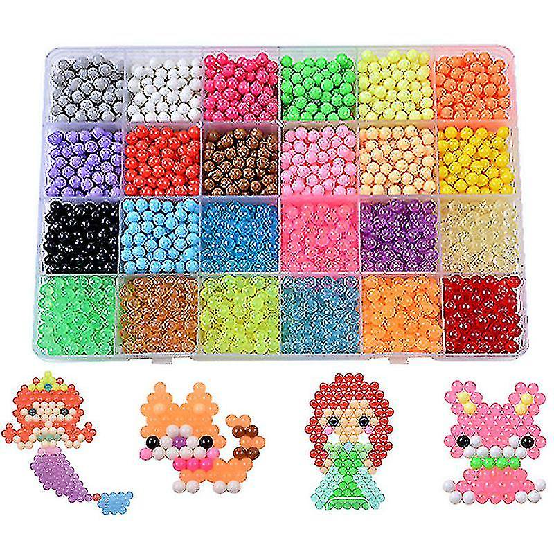 Kids Craft Bead Set with 24 Colorful Crystal Beads for DIY Jewelry & Art Projects