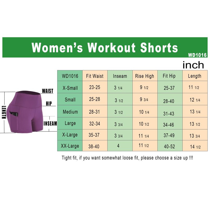 High Waist Women's Athletic Shorts 3-Pack with Pockets for Yoga & Workout