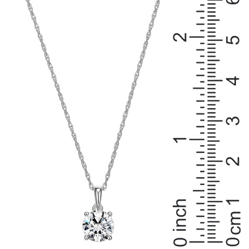 Moissanite Solitaire Pendant Necklace in Rhodium Silver for Women - 2 Carats
