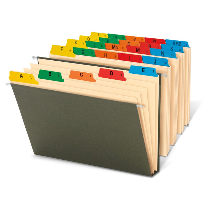 Letter Size Manila File Guides Pack of 25 - A to Z Organizer for Office & Home