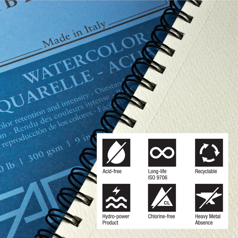Watercolor Pad with Glue Binding - 9x12 Inches, 140 lb, 30 Sheets, Cold Press Paper for Wet Media