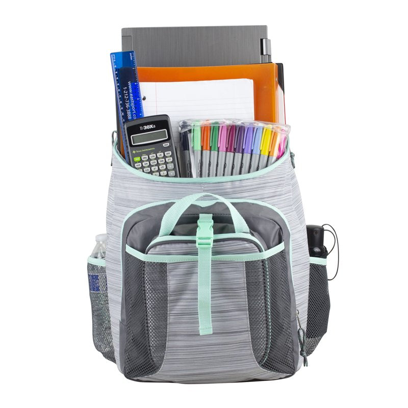Unisex Top Loading Backpack with Lunch Bag Set - Ash Gray, Durable Polyester