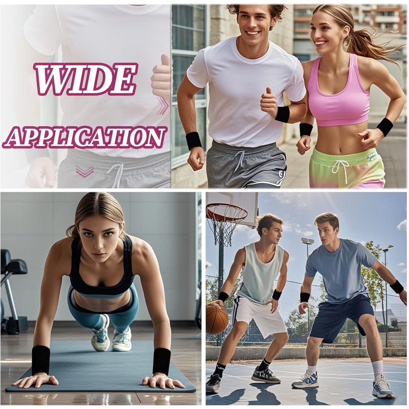 Breathable Tennis Wristbands 6 Pack for Men & Women Sweat-Absorbing Sports Wristbands
