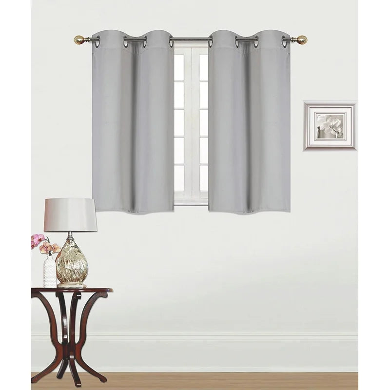Blackout Window Curtain Panel 28x36 Inch Grommet Thermal Insulated Light Silver
