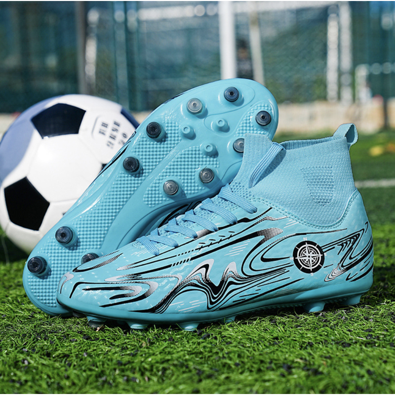 OnyxTrek Kids High Top Soccer Cleats - Green AG, 9.5 Men / EU 43