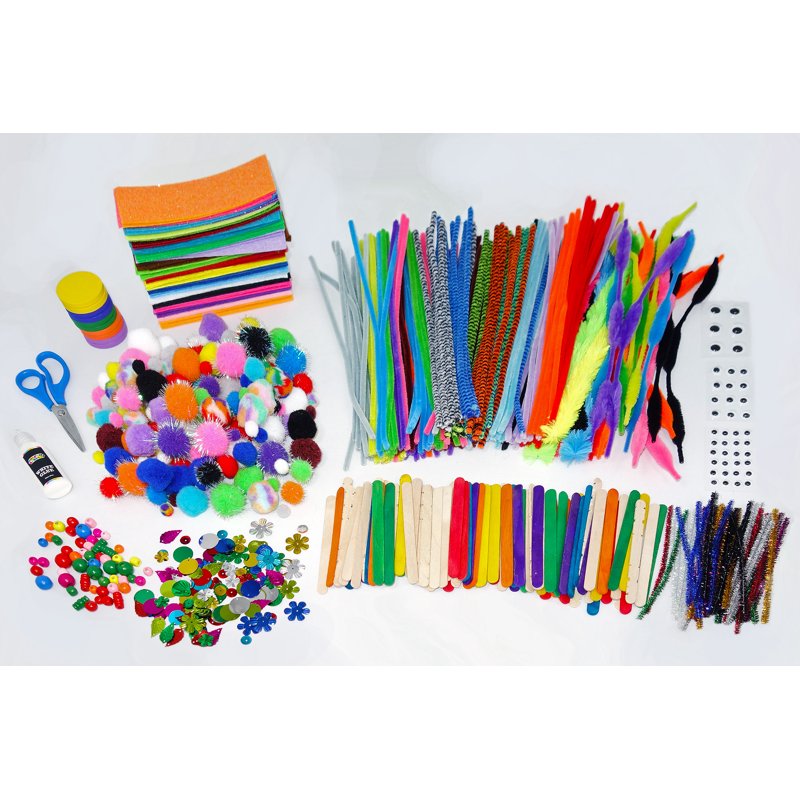Kids Craft Supply Kit with 1000+ Pieces for Ages 6+ Unisex Educational Toy