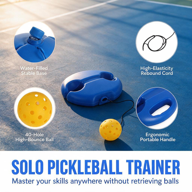 Pickleball Trainer Ball with Cord Baseboard — Solo Practice Tool for Beginners