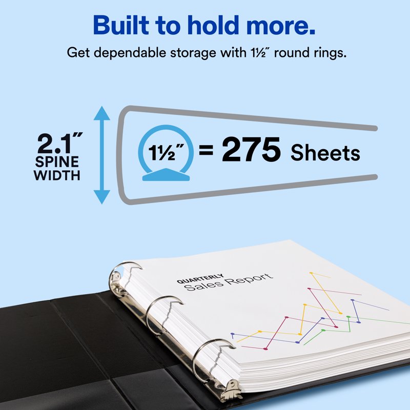 1.5-Inch Round Ring View Binder - White, 275-Sheet Capacity, Light Use