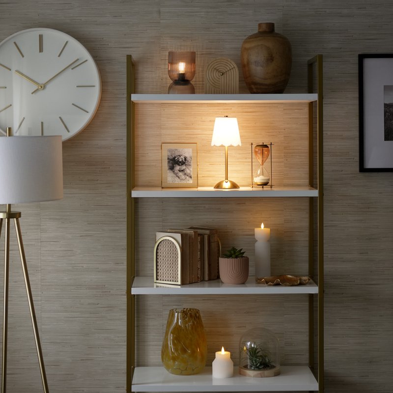 Gold and Natural Rattan Bookends - Decorative Tabletop Accent for Home