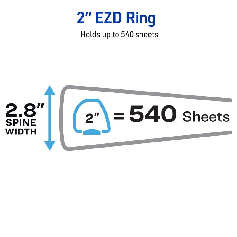 Heavy-Duty 2-Inch White Binder with EZD Rings - 540 Sheet Capacity