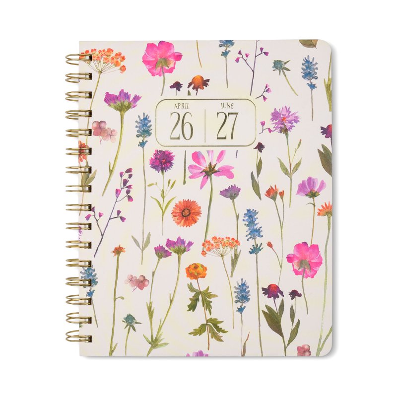 Wildflower Weekly Planner 15 Months Cream Watercolor Floral 6.75 x 8.37 inches