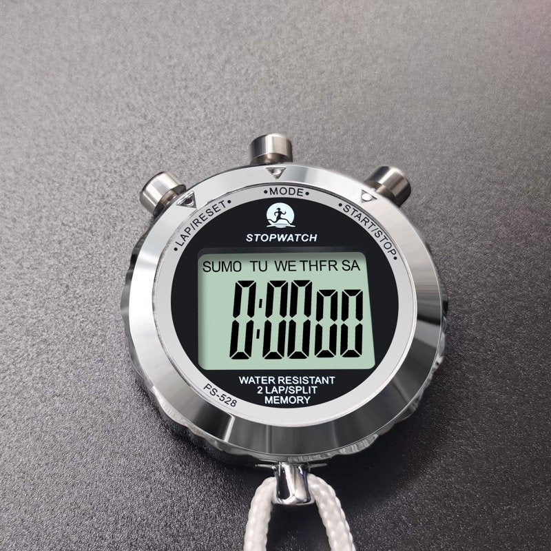 Waterproof Sports Stopwatch with Lap Memory, Timer & Alarm - Metal Case