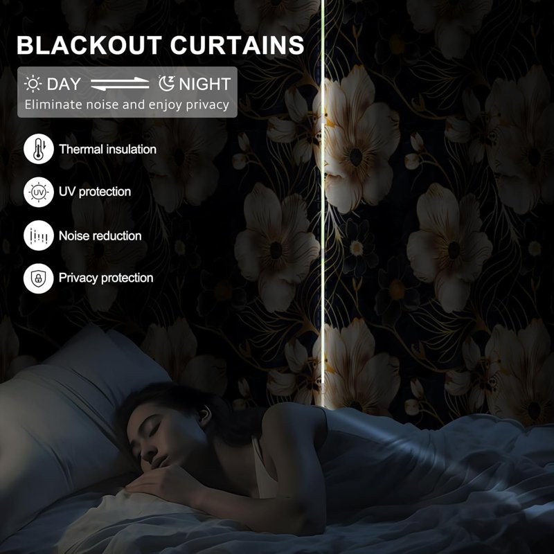 Blackout Curtains 2 Panels 52x63/84/96 Inches Thermal Insulated Window Drapes