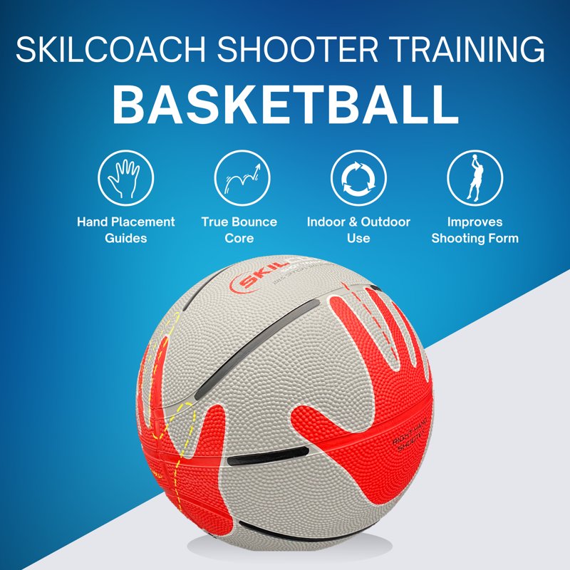 Basketball Training Ball with Hand Positioning Guides Size 5 & 6 - Indoor Outdoor