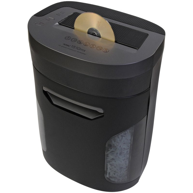 15-Sheet Crosscut Paper Shredder with Waste Bin and CD/DVD Destruction