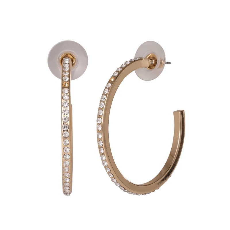 Gold-Tone Hoop Earrings with Cubic Zirconia Set for Women
