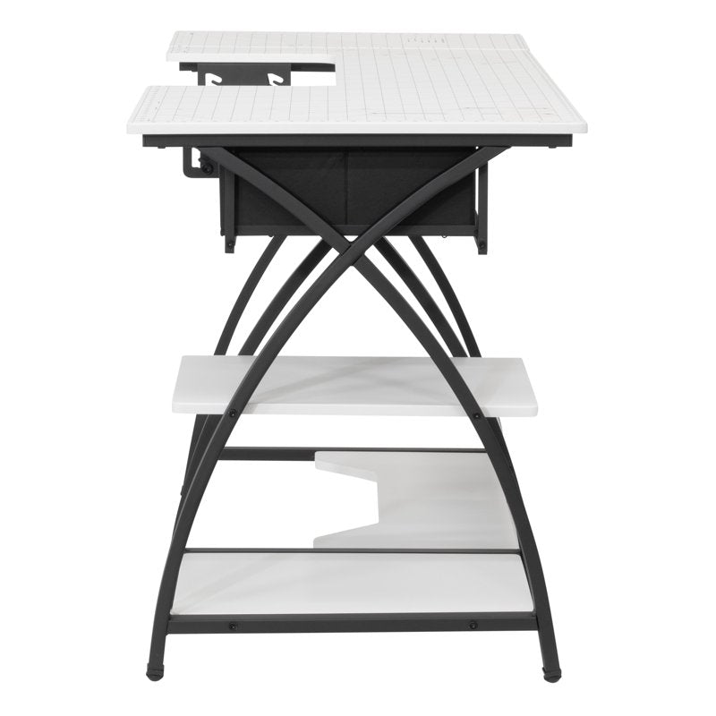 Adjustable Sewing Table with Storage and Foldable Shelf - Craft & Hobby Desk
