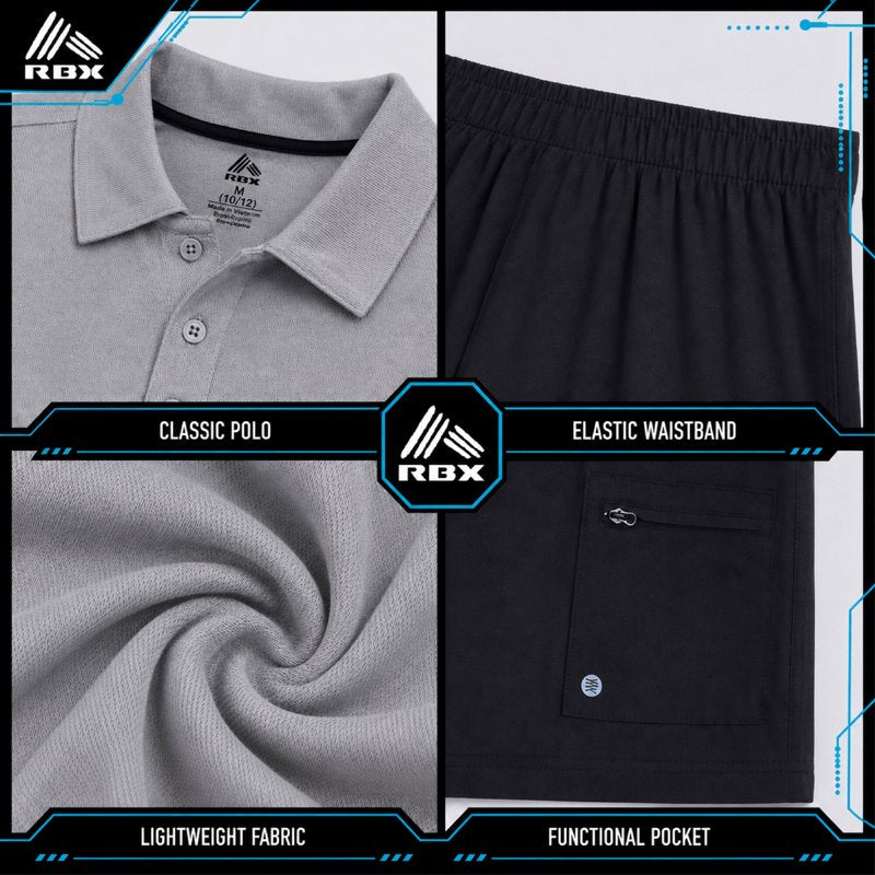 Boys Athletic Shorts and Polo Set - Moisture-Wicking Performance Outfit for Sports & Play