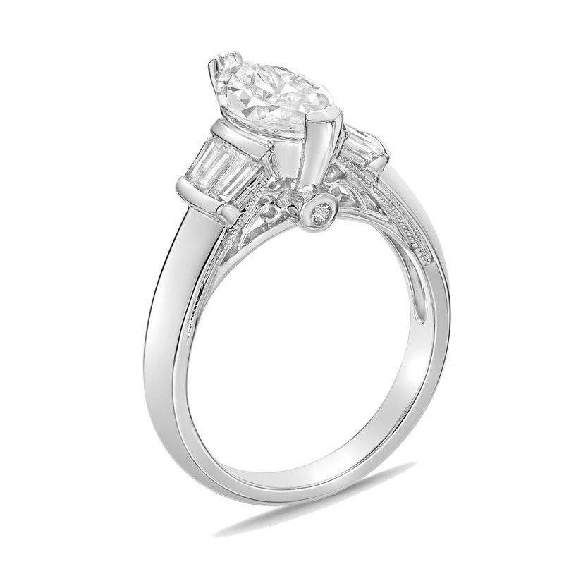 Sterling Silver Marquise White Diamond & Cubic Zirconia Cocktail Ring – All Sizes