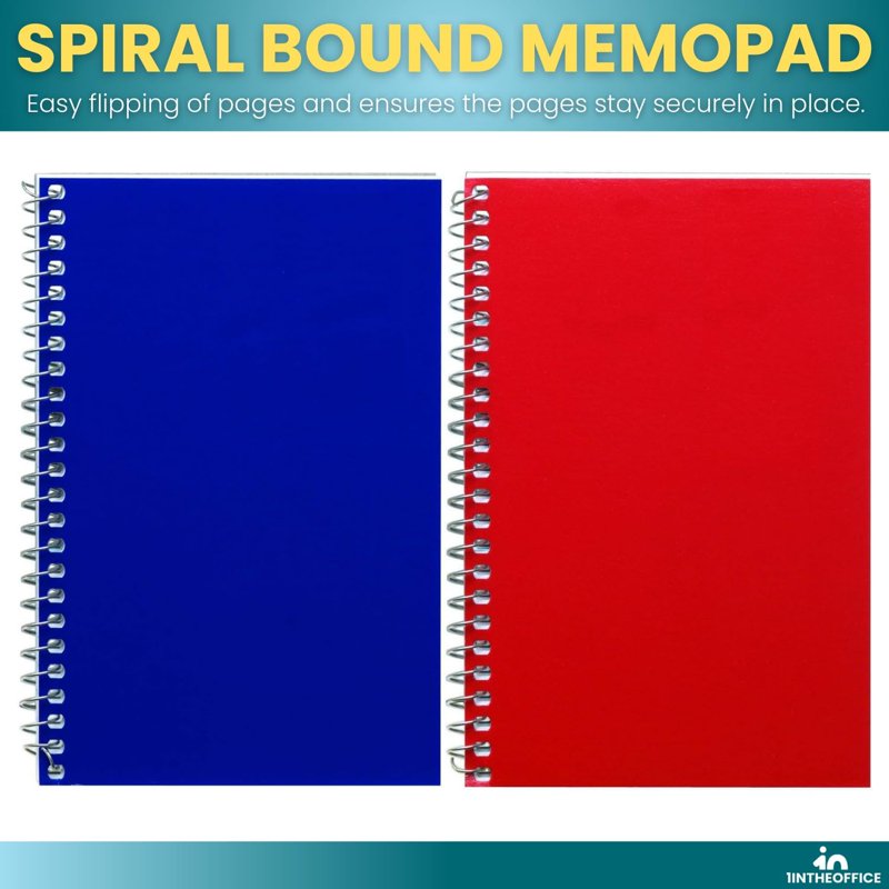 4x6 College Ruled Wirebound Memo Books - Assorted Color Notepads, 50 Sheets, 10 Pack