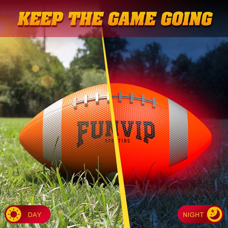 Glow in the Dark Football Size 6 LED Light Up Outdoor Sports Toy