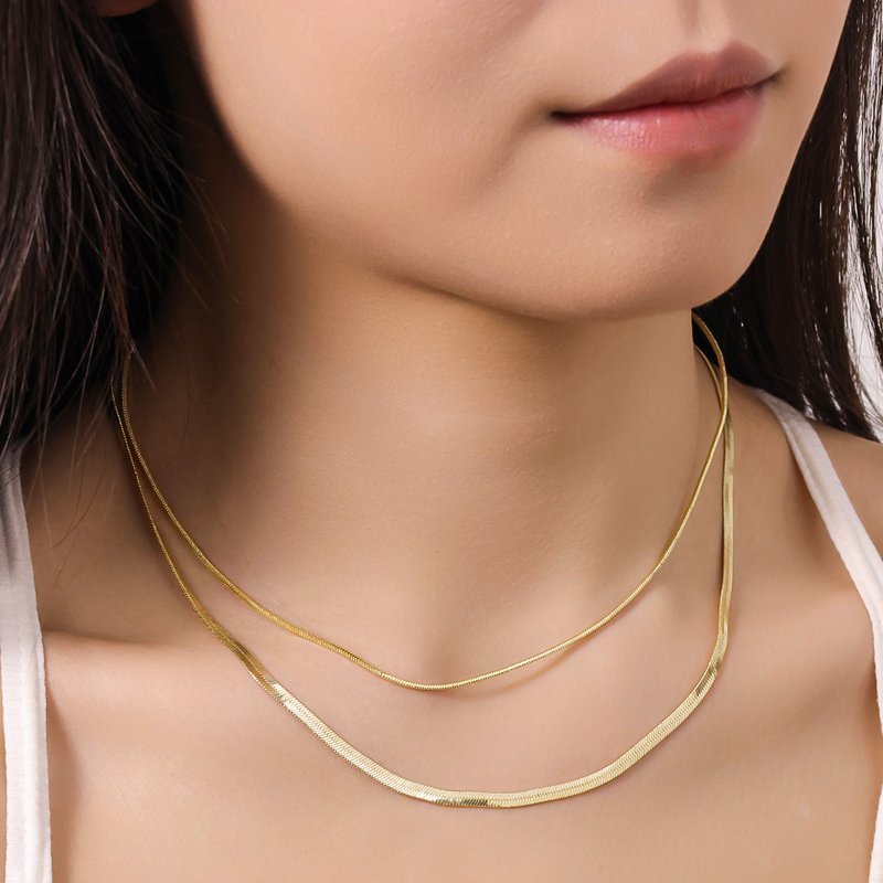 Gold & Silver 14K Gold Plated Layered Necklace Set for Women - 2 Pieces, 15-16 Inch with Extenders