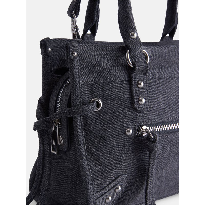 Women's Square Tote Bag with Removable Crossbody Strap, Grey