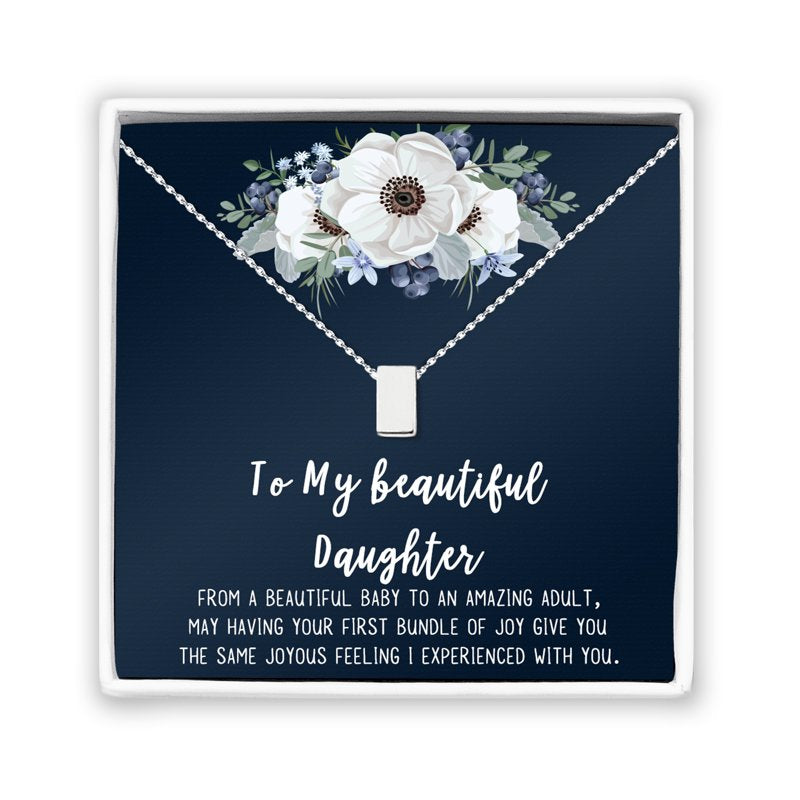 Mother & Daughter Cube Necklace Gift - Silver, Gold & Rose Gold Options