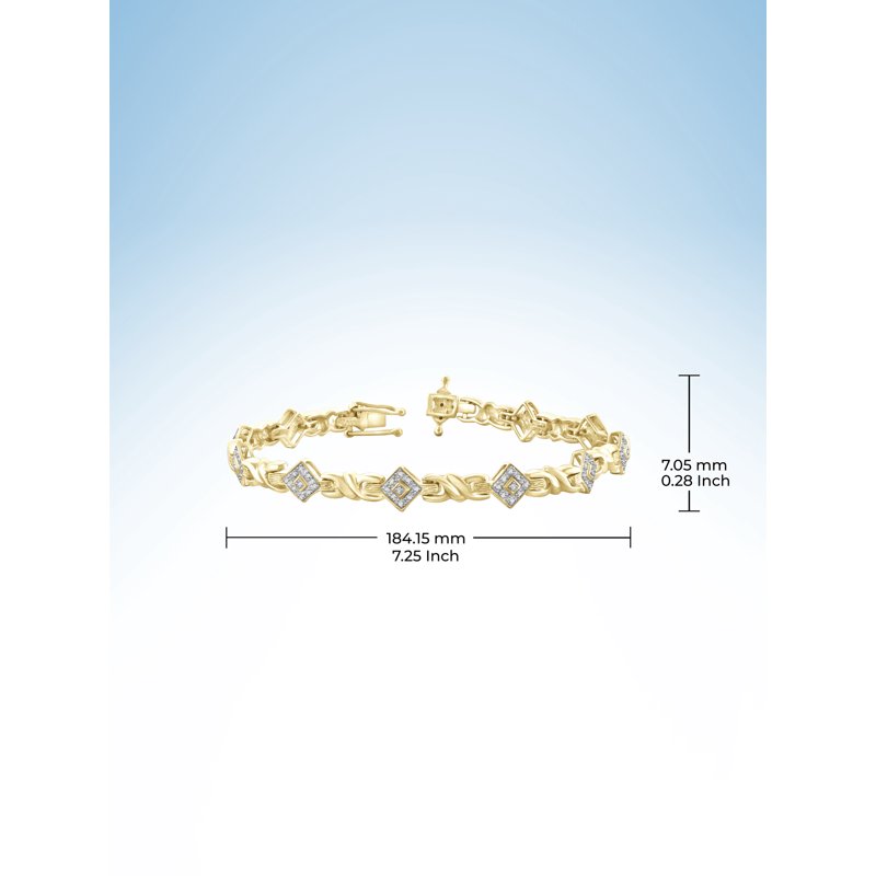 White Diamond Accent 14k Gold Plated Brass Bracelet - 7.25 Inches