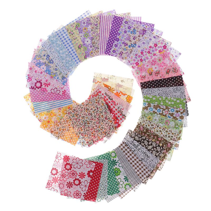 Fabric Scraps Patchwork Cotton Fabric Pack - Flowers Printed 100 Pieces