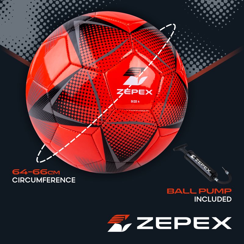 Zepex Recreation Soccer Ball Size 4 - 32-Panel Synthetic, Includes Pump (Variation 4)