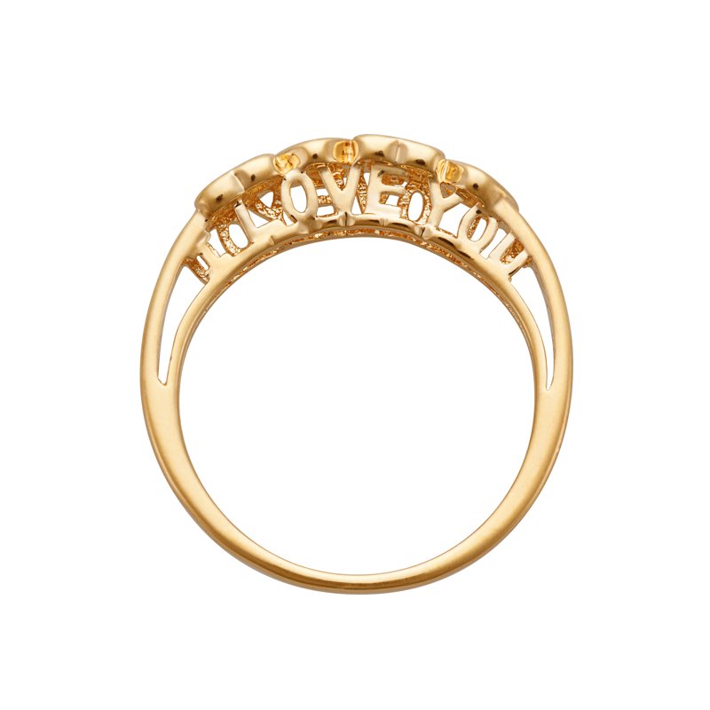 Personalized Planet Mother's Birthstone Hearts Ring - Custom 14K Gold-Plated Jewelry