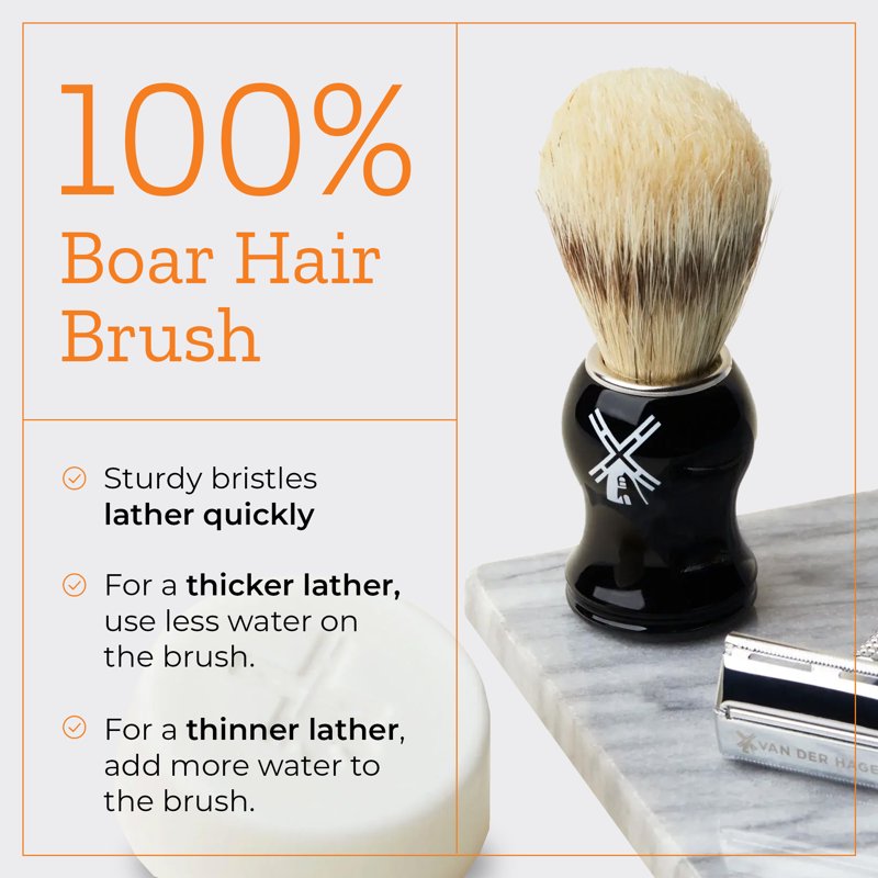 Men's Boar Bristle Shave Set with Soap Mug & Brush - 1 oz Size