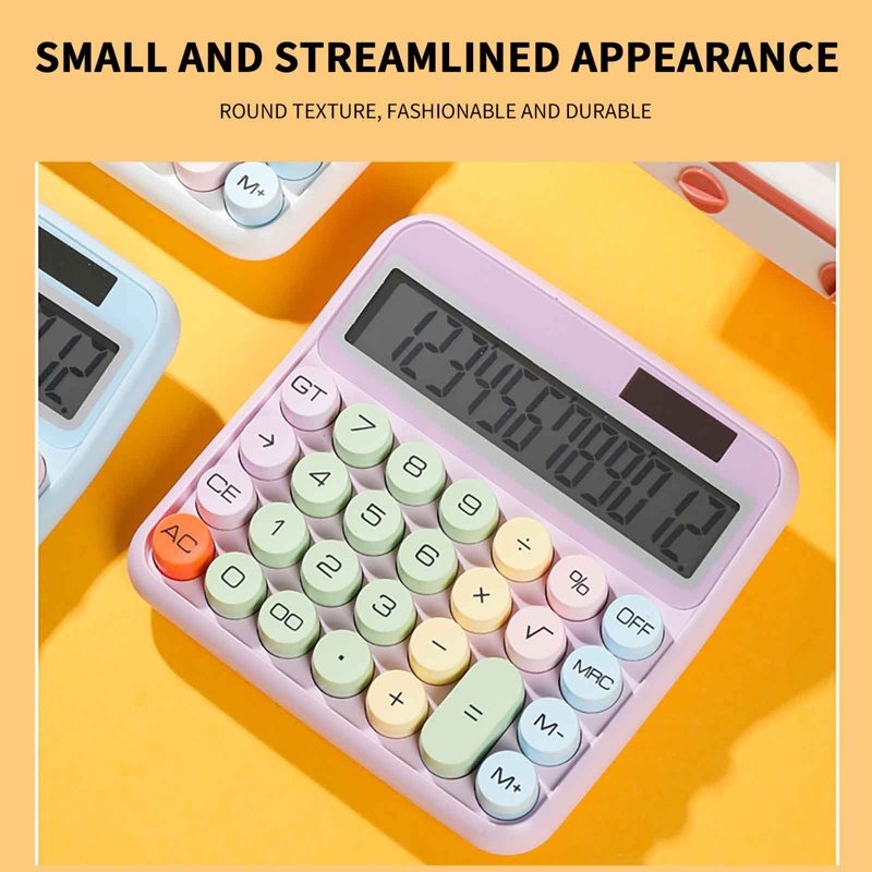 Mechanical Calculator 12 Digit Retro Style Solar & Battery Powered Office & School Use