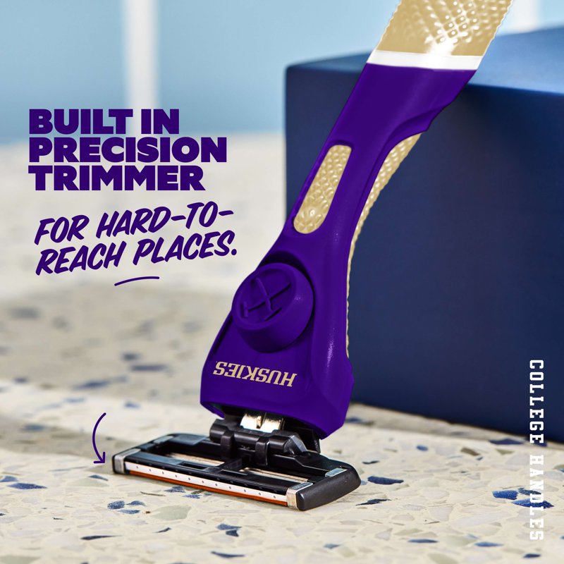 6-Blade Razor Starter Set with School Colors - Shaving Kit for Men